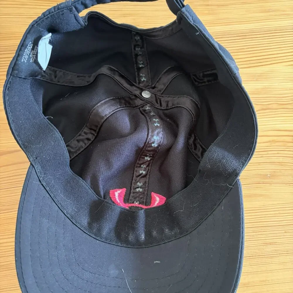 Women Under Armour Hat Strapback Black Pink Embroidered Logo Casual Polyester